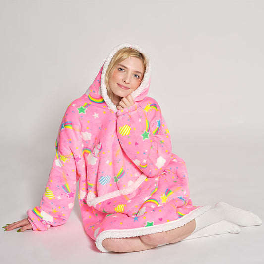 Decken-Hoodie - Regenbogen Einhorn