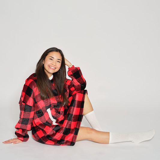 Decken-Hoodie - Rot Kariert